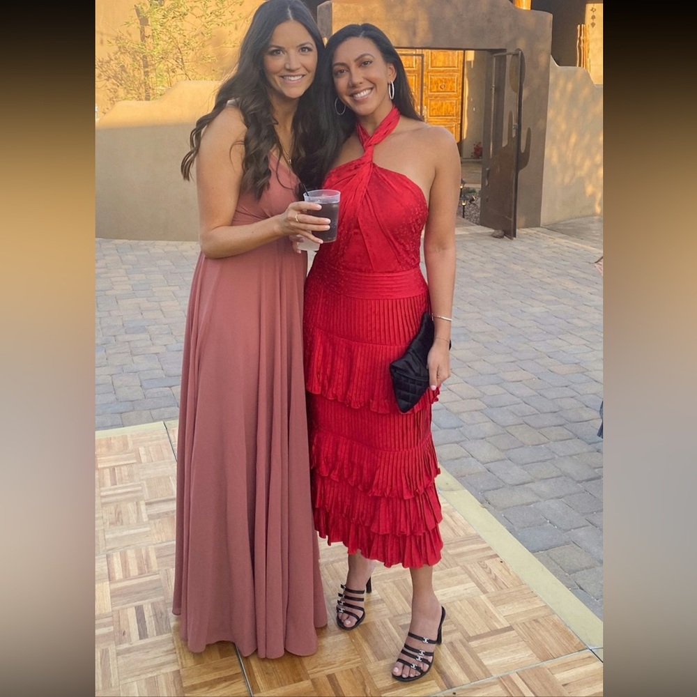Johanna Ortiz Pleated Red Dress